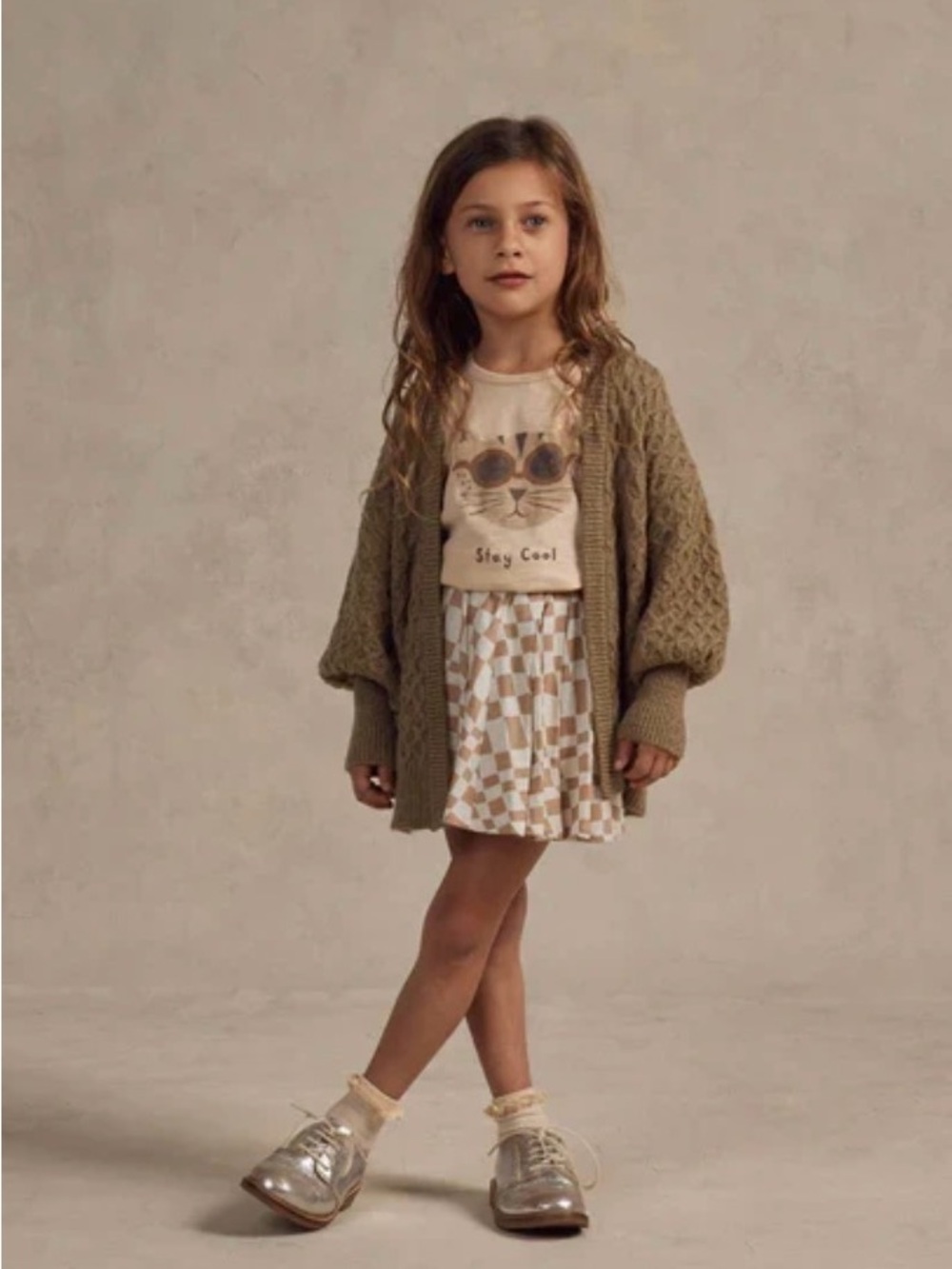 Rylee + Cru Gretel Cardigan Fern by Rylee & Cru EUC 4T 5T chunky knit sweater